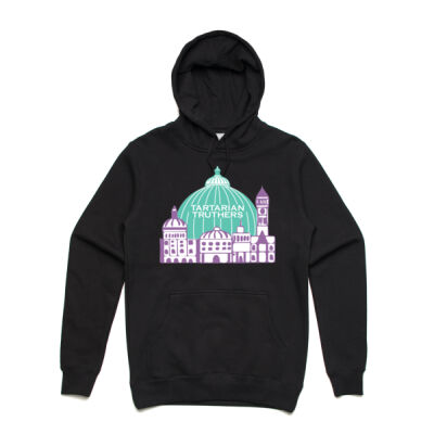 Unisex Tartarian Truthers Logo Hoodie (Purple & Teal) Thumbnail