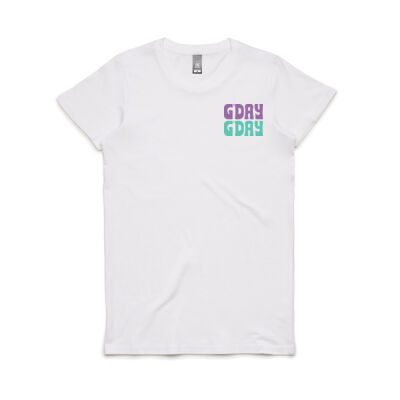 Women's G'Day G'Day Tartarian Truthers Tee (Purple & Teal) Thumbnail