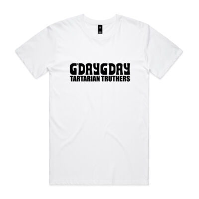 Men's G'day G'day Tartarian Truthers Tee (Black Text) Thumbnail