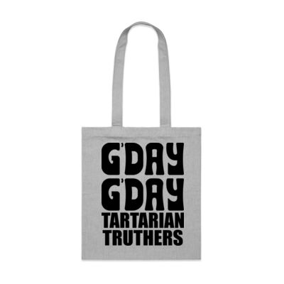 D'Day G'Day Tartarian Truthers Tote (Large Black text) Thumbnail